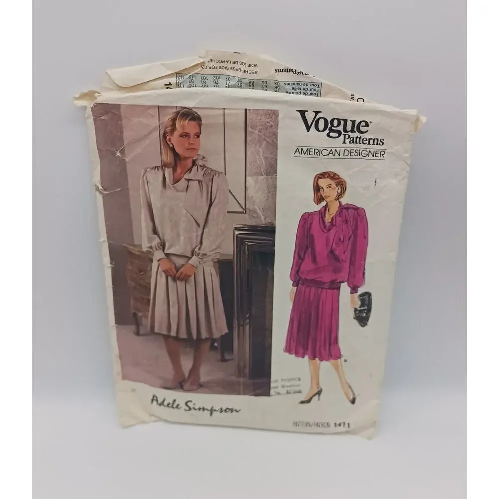 Vogue Patterns 1411 Adele Simpson Size 10 Misses Top and Skirt Cut